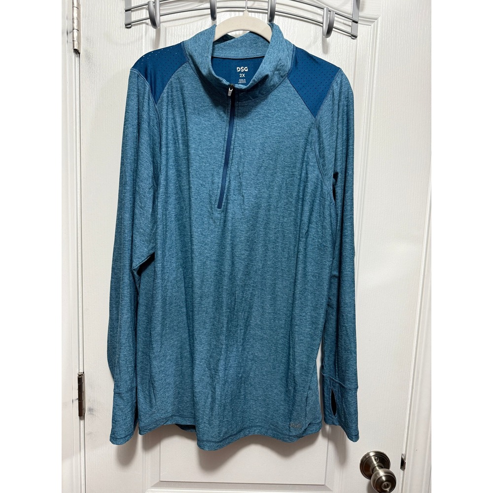 DSG Men's‎ Blue 2X Quarter Zip Long Sleeve Athletic Shirt casual workout